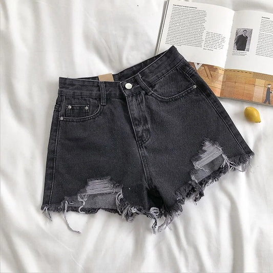 High Waist Buttons Pockets Slim Fit Shorts