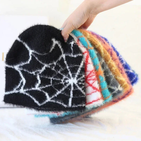 Spider Web Design Beanie Hats